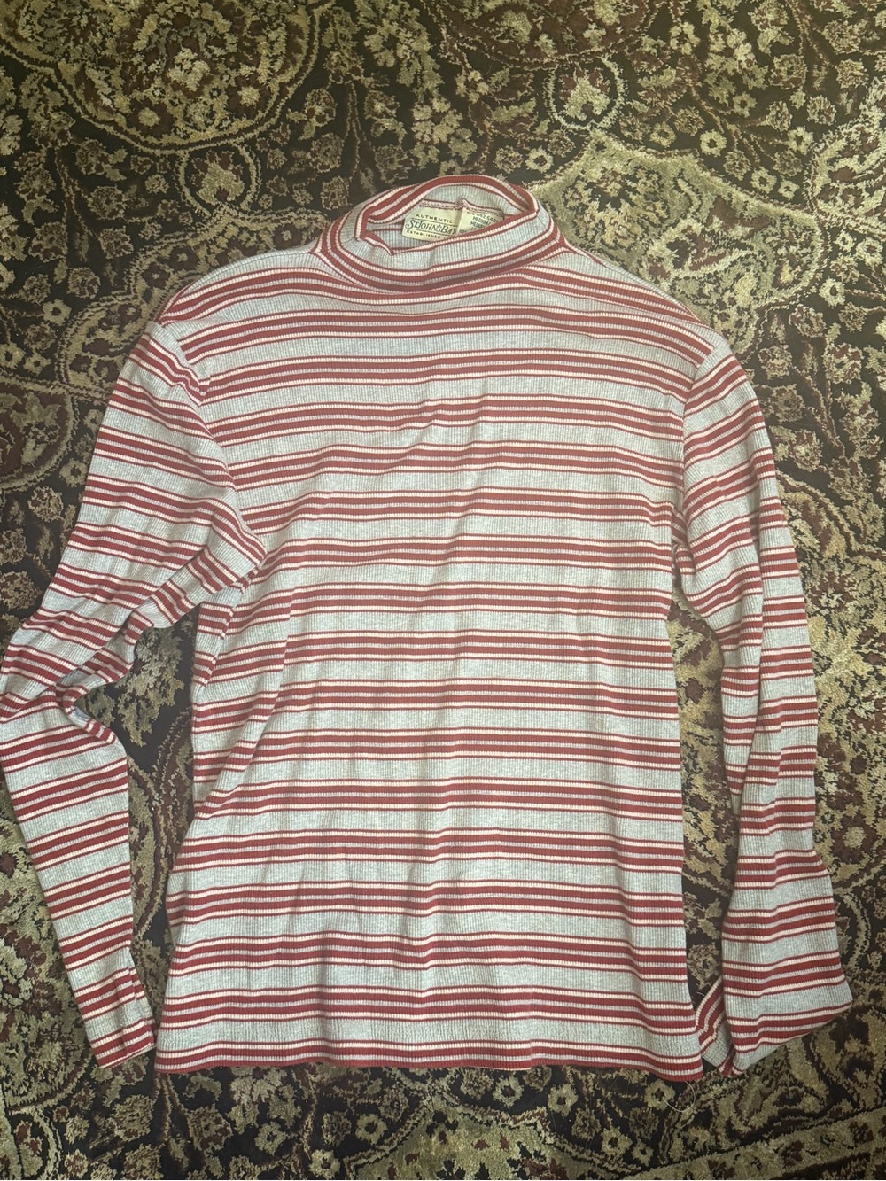 St. John's Bay Red and White Striped Turtleneck Sweater - Picture 1 of 4